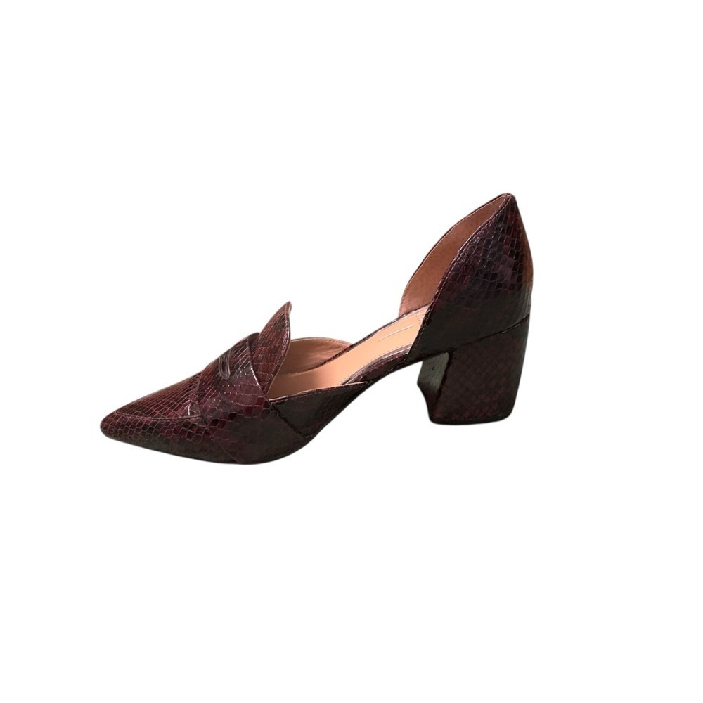 Linea Paolo Cache Burgundy Snakeskin DOrsay Heels Womens 5 Quiet Luxury NWOB - Picture 6 of 13